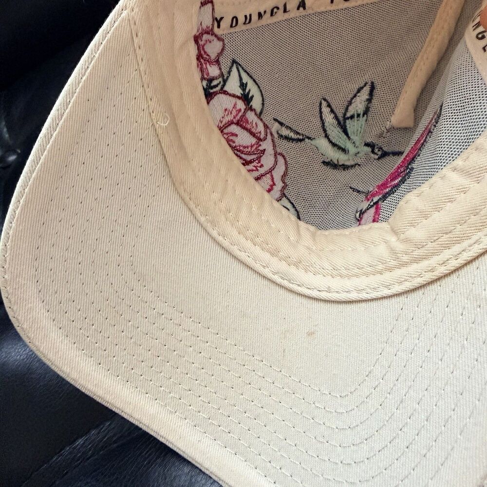 YoungLA Floral Hummingbird Embroidered Baseball Cap Beige Adjustable Cotton Hat - Picture 12 of 15